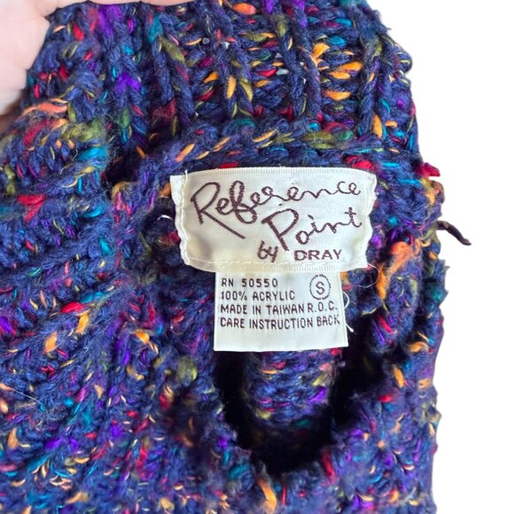 VINTAGE Reference Point 80s purple blue speckle confetti knit oversize sweater - Picture 4 of 5